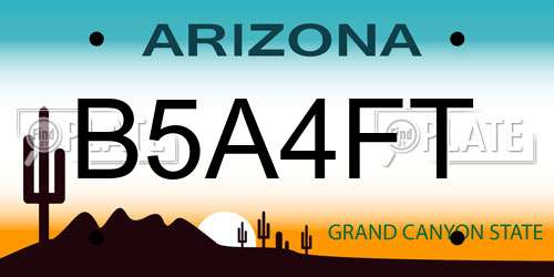 B5A4FT Arizona License Plate