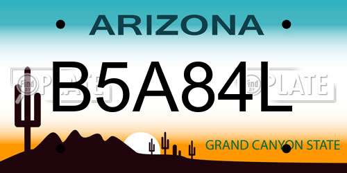 B5A84L Arizona License Plate