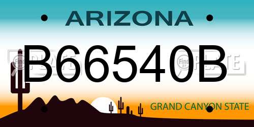 B66540B Arizona License Plate
