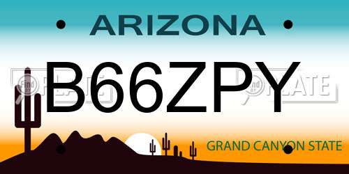 B66ZPY Arizona License Plate