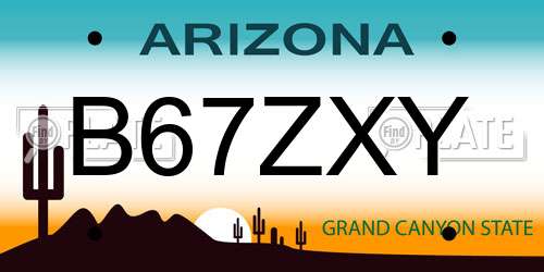 B67ZXY Arizona License Plate