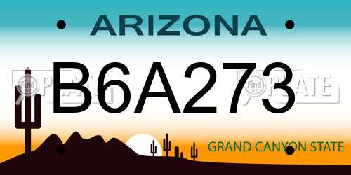 B6A273 Arizona License Plate