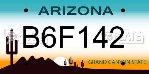 B6F142 Arizona License Plate