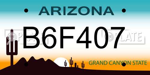 B6F407 Arizona License Plate
