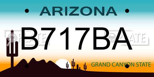 B717BA Arizona License Plate