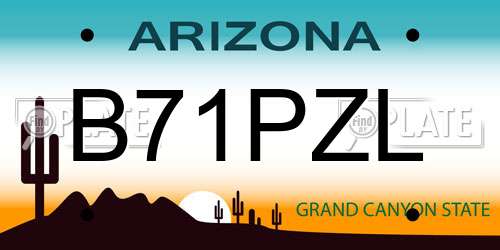 B71PZL Arizona License Plate