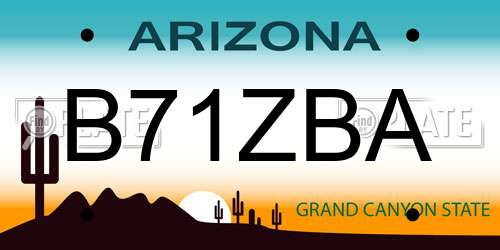 B71ZBA Arizona License Plate