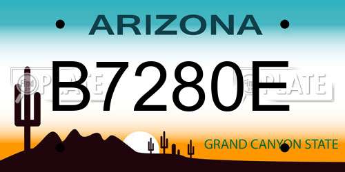 B7280E Arizona License Plate