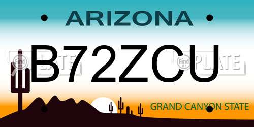 B72ZCU Arizona License Plate