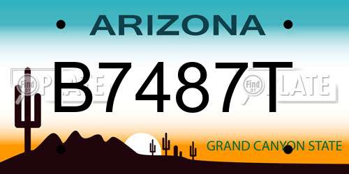 B7487T Arizona License Plate