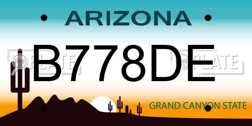B778DE Arizona License Plate