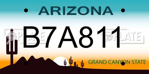 B7A811 Arizona License Plate