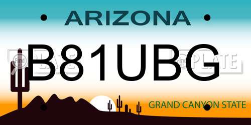 B81UBG Arizona License Plate