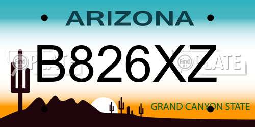 B826XZ Arizona License Plate
