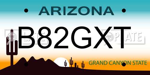 B82GXT Arizona License Plate