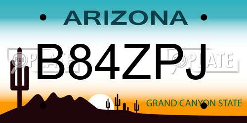 B84ZPJ Arizona License Plate