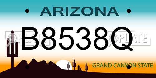 B8538Q Arizona License Plate