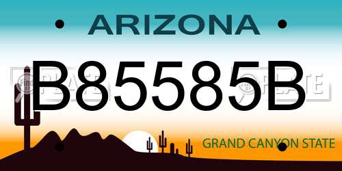B85585B Arizona License Plate