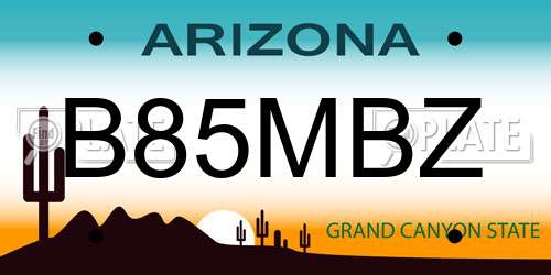 B85MBZ Arizona License Plate