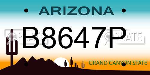 B8647P Arizona License Plate