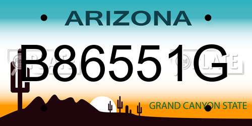 B86551G Arizona License Plate