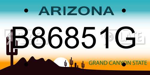 B86851G Arizona License Plate