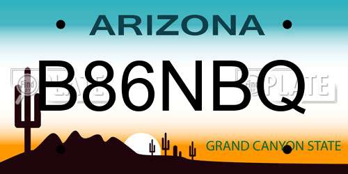 B86NBQ Arizona License Plate
