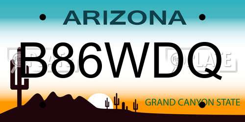 B86WDQ Arizona License Plate