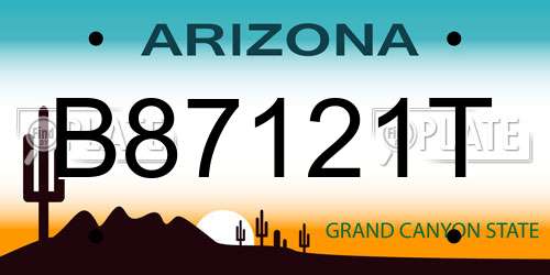 B87121T Arizona License Plate
