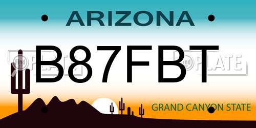B87FBT Arizona License Plate