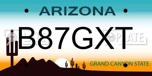 B87GXT Arizona License Plate