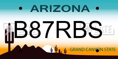 B87RBS Arizona License Plate