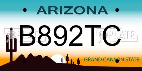 B892TC Arizona License Plate