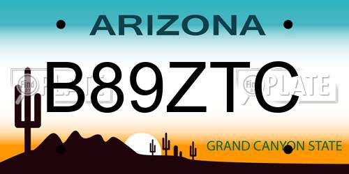 B89ZTC Arizona License Plate