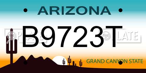 B9723T Arizona License Plate