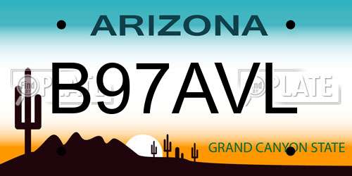 B97AVL Arizona License Plate