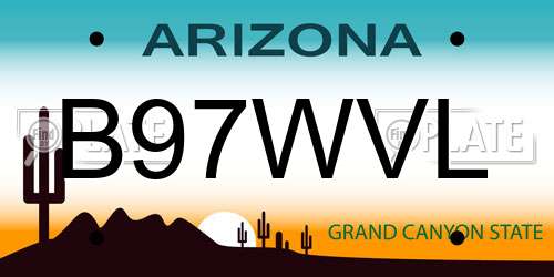 B97WVL Arizona License Plate