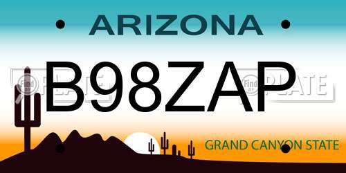 B98ZAP Arizona License Plate