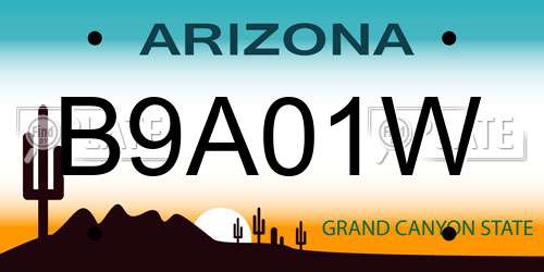 B9A01W Arizona License Plate