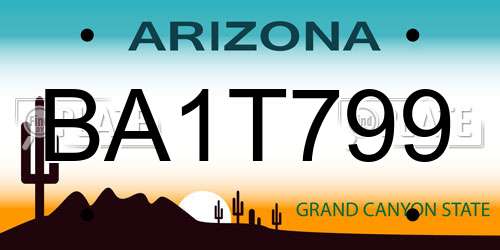 BA1T799 Arizona License Plate