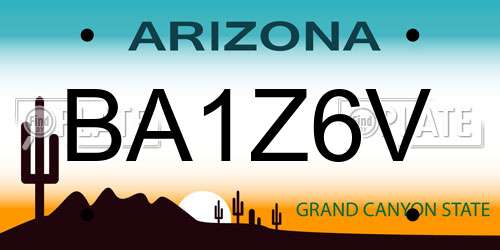 BA1Z6V Arizona License Plate