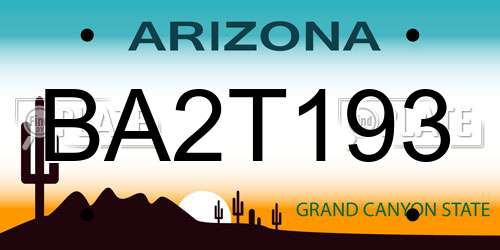 BA2T193 Arizona License Plate