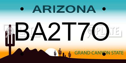 BA2T7O Arizona License Plate