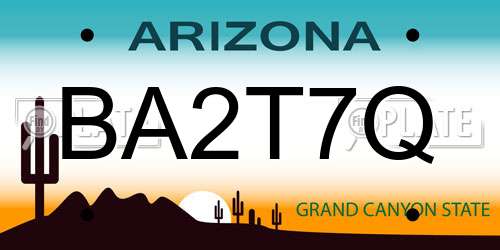 BA2T7Q Arizona License Plate