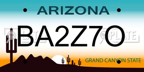 BA2Z7O Arizona License Plate