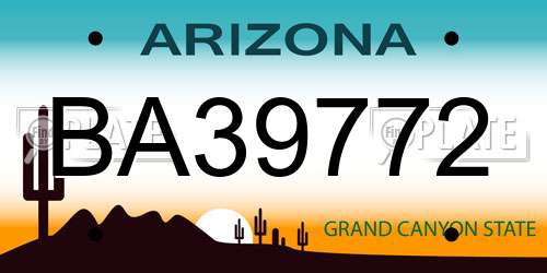 BA39772 Arizona License Plate