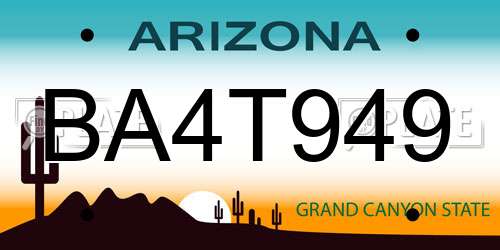 BA4T949 Arizona License Plate