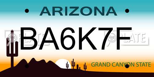 BA6K7F Arizona License Plate