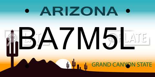 BA7M5L Arizona License Plate