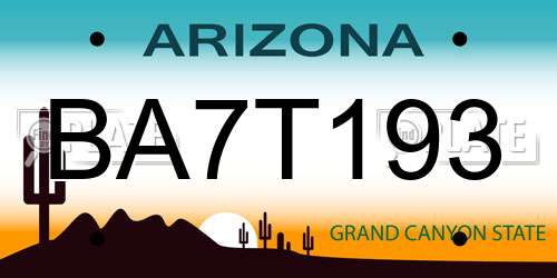 BA7T193 Arizona License Plate